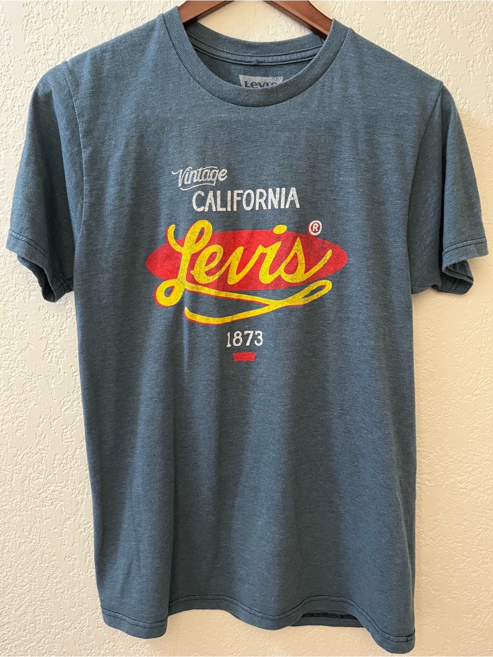 Levi's Blue Short Sleeve California Graphic Tee with Yellow & Red Logo